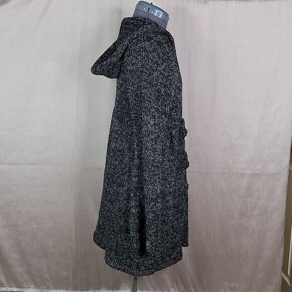 SOPHIA MAX Black and White Hooded Cardigan Sweater Size Small - Picture 5 of 8